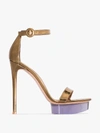 Gianvito Rossi Clear Platform Ankle Strap Sandal In Gold