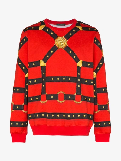 Versace Harness Print Sweatshirt In Red