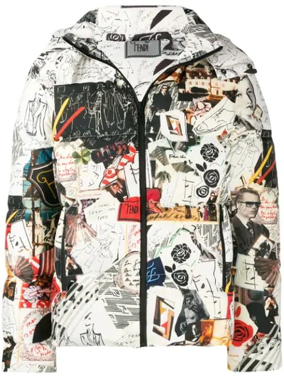Fendi Reversible Karl Printed Down Jacket In White
