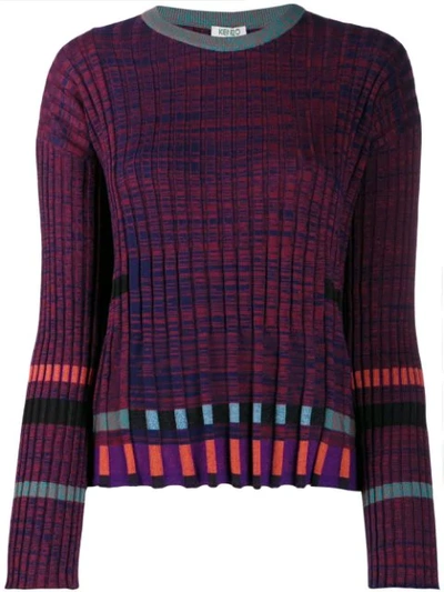 Kenzo Ribbed-knit Cotton-blend Sweater In Red