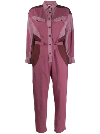 Isabel Marant Étoile Guan Colorblock Button-front Jumpsuit In Pink