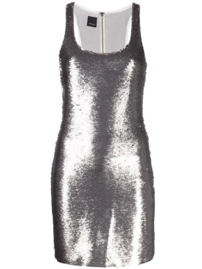 Pinko Embellished Mini Dress In Grey