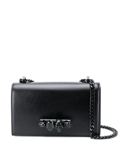 Alexander Mcqueen Blackout Leather Crossbody Knuckle Bag