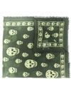 ALEXANDER MCQUEEN ALEXANDER MCQUEEN SKULL PRINT FRINGED SCARF - 绿色