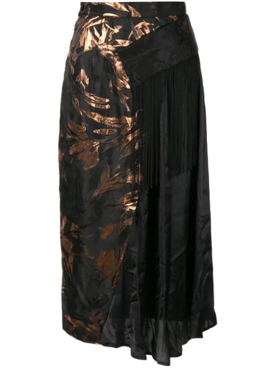 Taller Marmo Medley Floral Asymmetric Skirt In Black