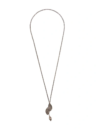 Werkstatt:münchen Leaf-pendant Necklace In Silver