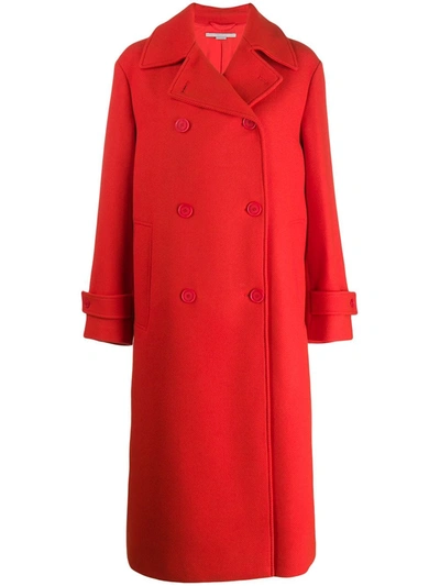 Stella Mccartney Red Double-breasted Wool Coat