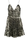 Saint Laurent Leopard-print Silk-blend Minidress In Gold