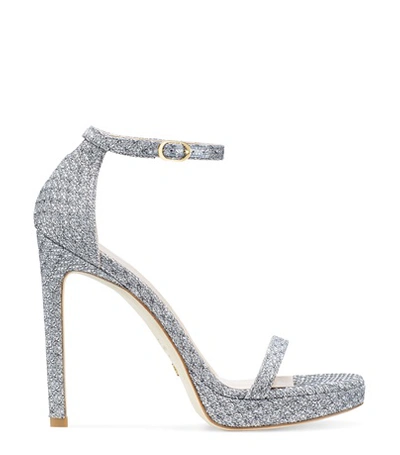 Stuart Weitzman The Nudist Disco Sandal In Silver Night Stars Lamé