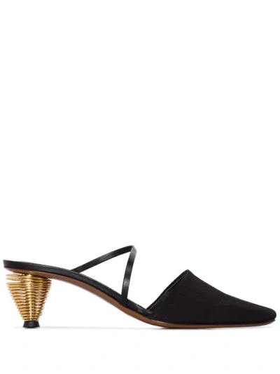 Neous Pteros Gold-tone Leather Mules In Black