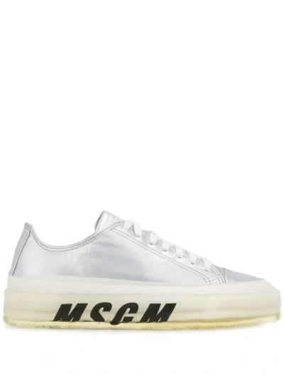 Msgm Women's 2741mds72516690 Silver Leather Trainers