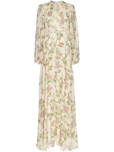 Giambattista Valli Floral Print Long Dress In Neutrals
