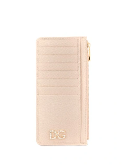 Dolce & Gabbana Dg Embellished Logo Plaque Cardholder In Brown