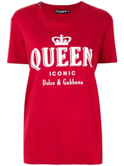 Dolce & Gabbana T-shirt With Queen Iconic Print In Red