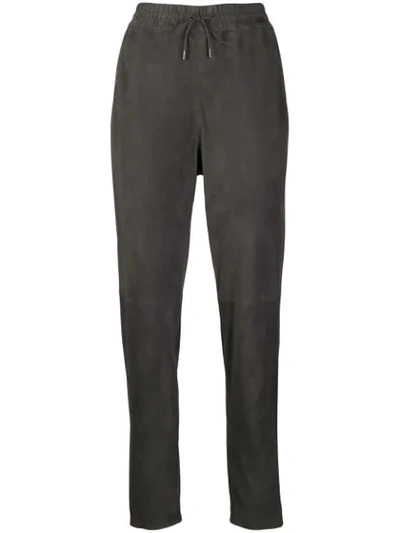 Fabiana Filippi High-waisted Suede Track Trousers In Grey