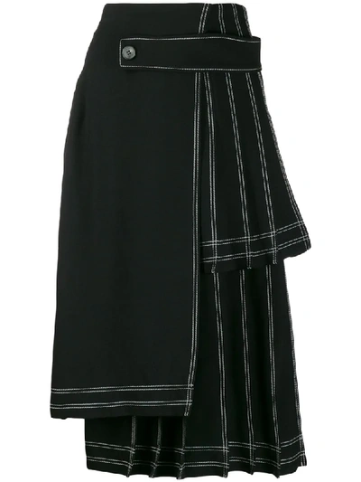 Off-white Multi-panel Pleated Skirt In Black