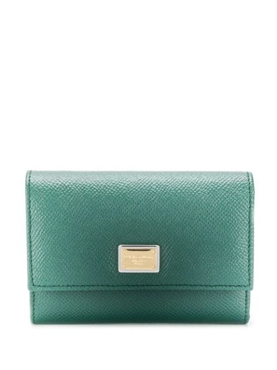 Dolce & Gabbana Dauphine Logo Plaque Wallet In Green