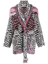 ALANUI ALANUI ZEBRA PATTERN CARDI-COAT - 白色