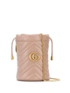 Gucci Gg Marmont Mini Quilted Leather Bucket Bag In 5729 Porcelros