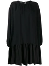 ROCHAS PLEATED SHIFT DRESS