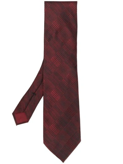 Tom Ford Checked Print Tie - 红色 In Red