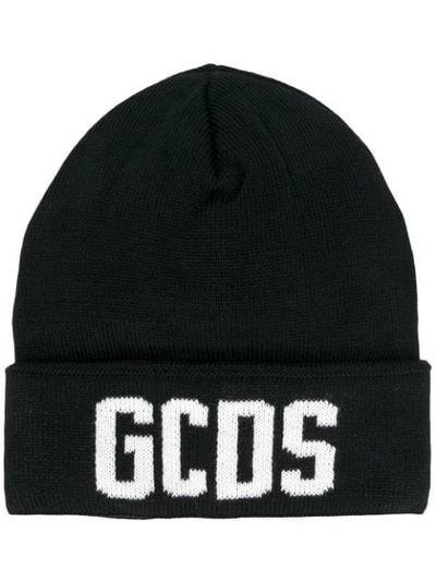 Gcds Wool Beanie Hat In Black