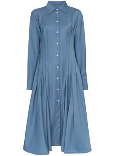 Anouki Gathered-waist Shirt Dress In Blue