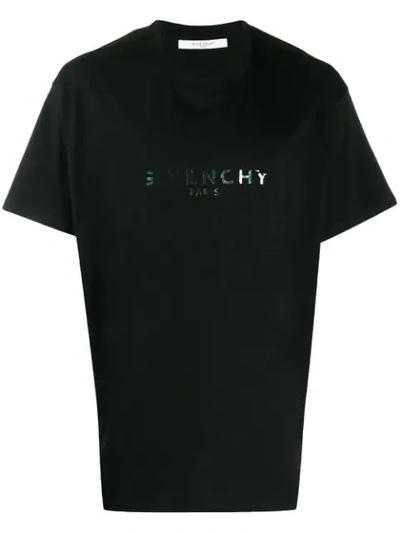 Givenchy Black Men's Green Iridescent Logo Print T-shirt