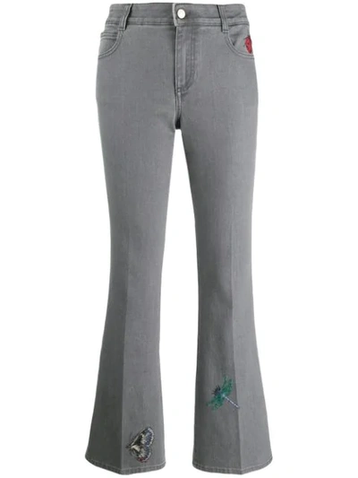 Stella Mccartney Embroidered Flared Denim Jeans - 灰色 In Grey