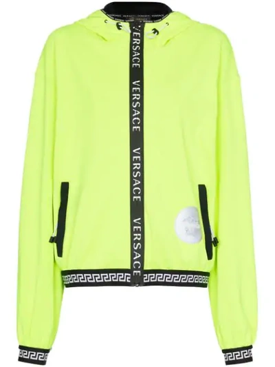 Versace Logo Tape Sports Jacket In Yellow