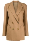 Blazé Milano Cholita Everyday Double-breasted Camel Hair And Wool-blend Blazer In Neutrals