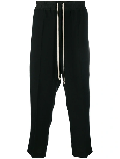 Rick Owens Cropped Dropped Crotch Trousers - 黑色 In Black