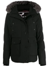 Moose Knuckles Hooded Down Parka Coat In Black