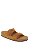 Birkenstock Arizona Soft Slide Sandal In Mink Brown