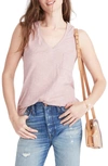 Madewell Whisper Cotton V-neck Tank In Mauve Shadow