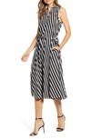 ANNE KLEIN STRIPE DRAWSTRING SIDE DRESS,10731852