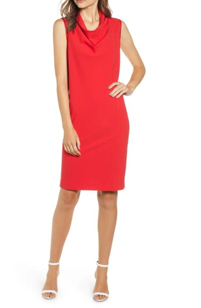 Anne Klein Cowl Neck Crepe Sheath Dress In Pinot