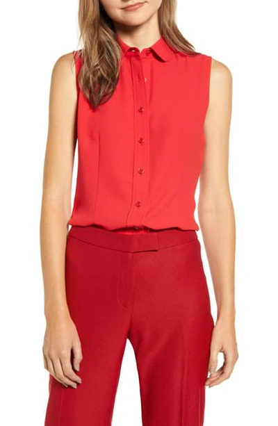 Anne Klein Button Front Sleeveless Blouse In Pinot