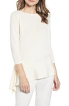 Anne Klein Asymmetrical Long Sleeve Sweater In Anne White
