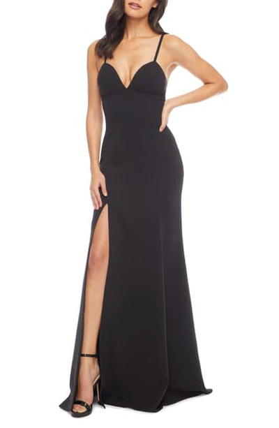 Dress The Population Alejandra Crepe Evening Gown In Black