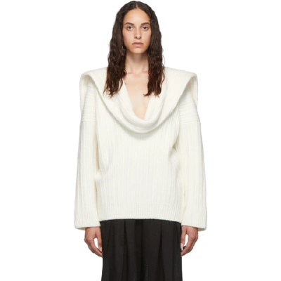 Jacquemus Draped-sleeve Virgin Wool-blend Sweater In White
