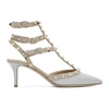 VALENTINO GARAVANI VALENTINO GREY VALENTINO GARAVANI PATENT ROCKSTUD CAGE HEELS