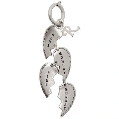 Raf Simons Double Broken Hearts Charm In Silver