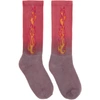PALM ANGELS PALM ANGELS PURPLE AND RED FLAMES SOCKS