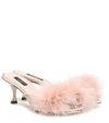 DOLCE & GABBANA Feather-trimmed satin sandals,P00407620