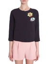 BOUTIQUE MOSCHINO BOUTIQUE MOSCHINO FLOWER AND EYE PATCH COLLARLESS JACKET