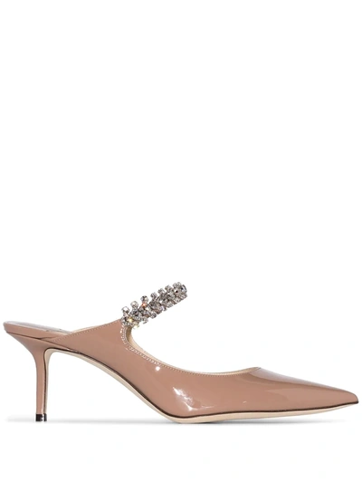 Jimmy Choo Bing 65mm Crystal-embellished Mules In Neutrals