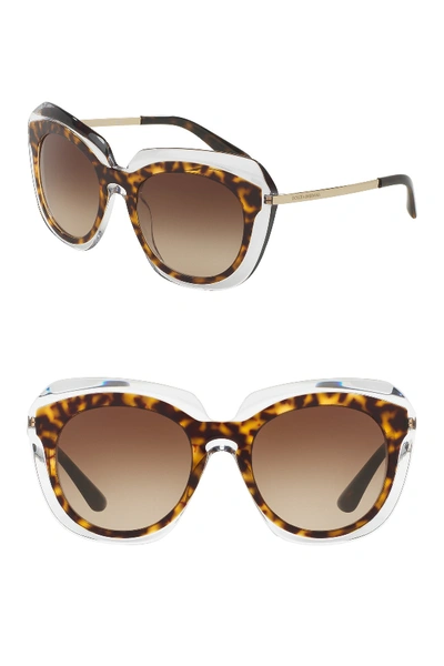 Dolce & Gabbana 54mm Oval Gradient Sunglasses In Havana