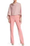 Portolano Lightweight Lambswool Cowl Neck Poncho In Rosey Pink
