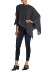 Portolano Lightweight Lambswool Cowl Neck Poncho In Dk Hth Grey